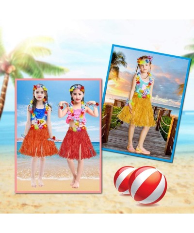 Girl's Elastic Hawaiian Hula Dancer Grass Skirt with Flower Costume $17.62 Kids' Costumes