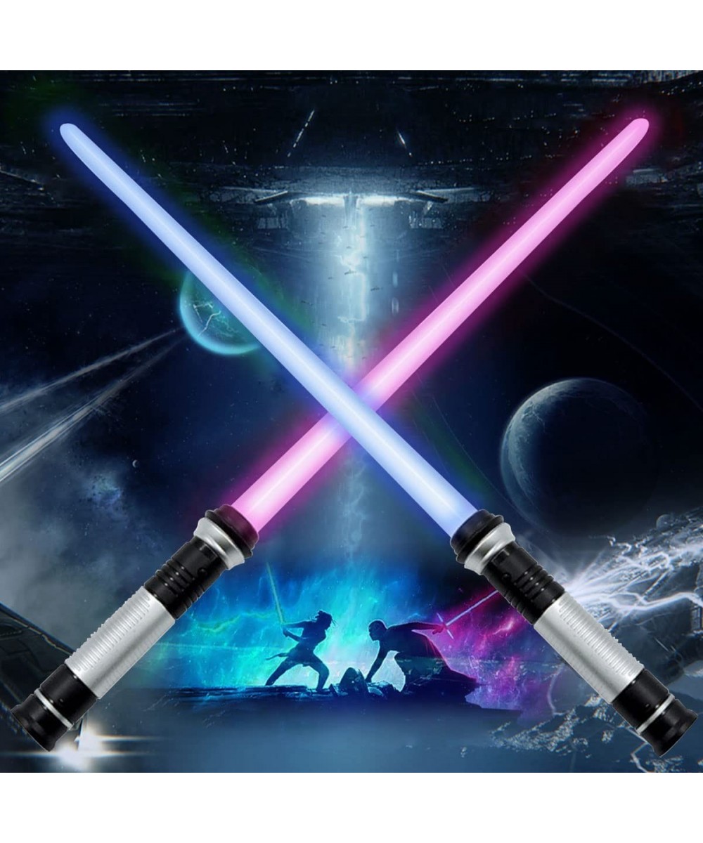 2 Pack Light Saber 2-in-1 Retractable 7 Colors Changeable Dueling Light up Sabers with Sound LED Light Swords Smooth Swing fo...