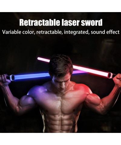 2 Pack Light Saber 2-in-1 Retractable 7 Colors Changeable Dueling Light up Sabers with Sound LED Light Swords Smooth Swing fo...