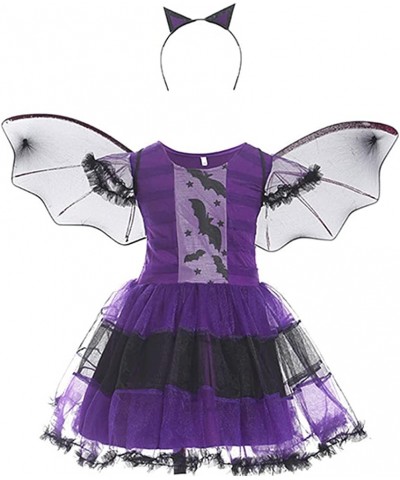 Vampire Bat Costume for Kids Girls Princess Witch Tutu Costume with Headband Wings for Halloween Party $27.97 Kids' Costumes