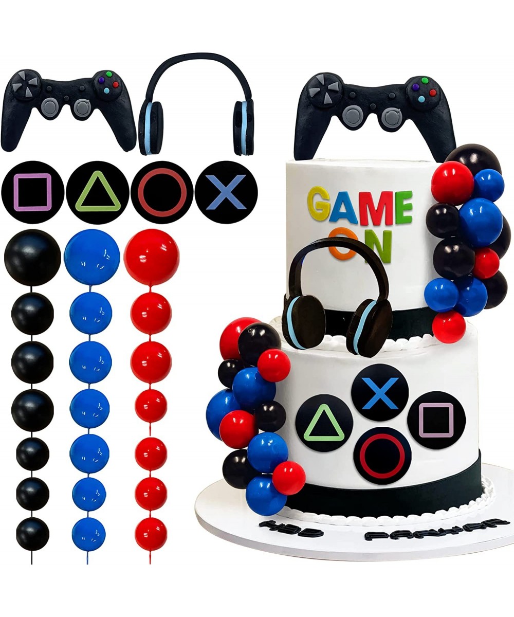 30 PCS Video Game Themes Cake Toppers Cake Decoration Headset Cake Decoration Ball Cake Decoration Game Controller Cake Decor...