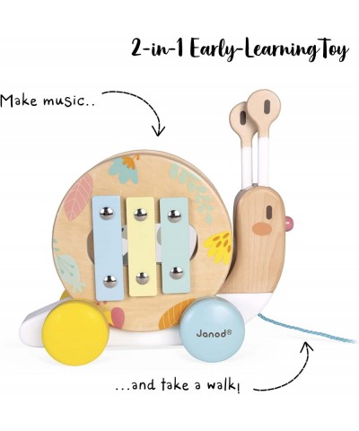 Pure Pull Along Snail - Wooden 2-in1 Musical Toy - Ages 1+ - J05159 $58.53 Early Development & Activity Toys