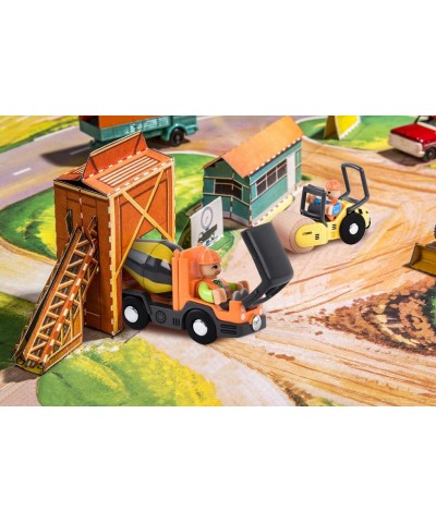 Mini Construction Vehicles Toy for Toddlers 5 PCS with Road Roller Magnetic Connection Mixer Trucks Workers Sand Beach Toy Tr...