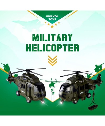 WolVolk Military Helicopter - Solid Built Push & Go Chopper Toy with Lights & Sounds - Aids Hand-Eye Coordination for Kids Bo...