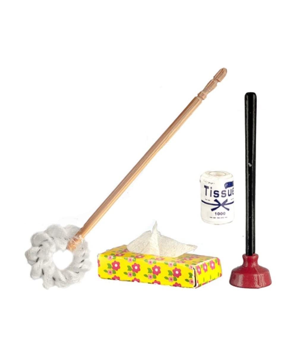 Dolls House Traditional Toilet Brush Tissue Plunger Miniature Bathroom Accessory $18.43 Dollhouse Accessories