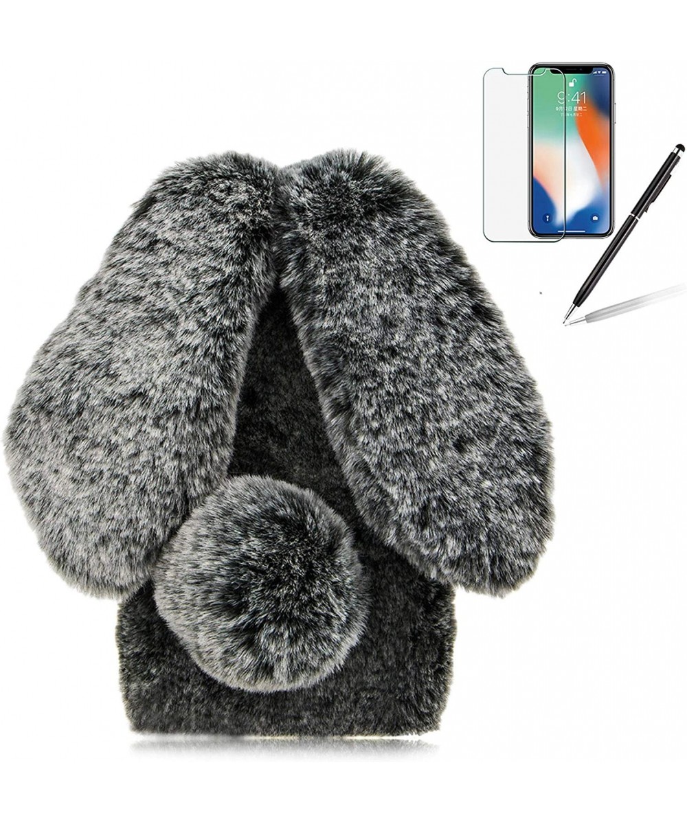 Bunny Case for Samsung Galaxy A52 5G Cute Rabbit Ears Warm Fluffy Handmade Rabbit Fur Soft Plush Flexible TPU Silicone Bumper...