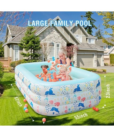 Inflatable Swimming Pools Inflatable Pool for Kids Adult Toddler Above Ground Summer Family Blow Up Swimming Pool 82" x 55" x...