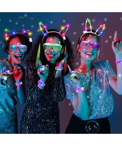 190 Pcs Glow in the Dark Toys Party Favors Light Up Glasses LED Cat Ear Headband Jelly Rings Finger Lights Fiber Hair Glow Br...