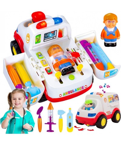 Ambulance Rescue Vehicle Toy Car - Opening Doors Play Kit with Lights Music and Sounds Siren 4 Equipments for Pretend Doctor ...