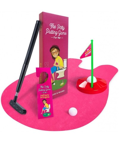 GearsOut Pink Potty Putting Game for Women - Bathroom Golf Game for Ladies at Home Putting Green Golf Practice Hole Game in P...