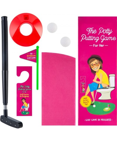 GearsOut Pink Potty Putting Game for Women - Bathroom Golf Game for Ladies at Home Putting Green Golf Practice Hole Game in P...