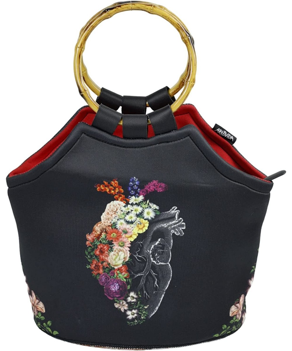 Artists Collective Lunch Purse | LIMITED EDITION Purse handbag with Inside Pocket - Design by Tobe Fonseca (Brazil) Heart Flo...