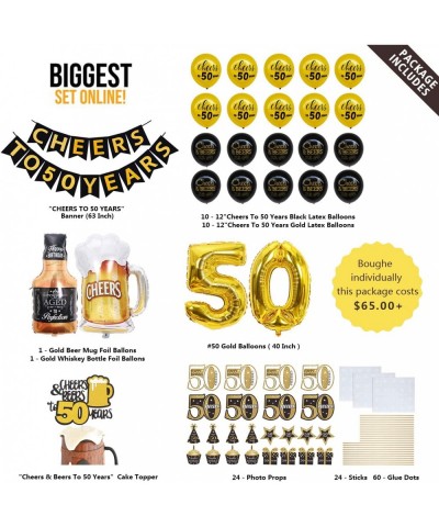 50th Birthday Decorations Kit - Cheers to 50 Years Banner Balloon - 50th Years Old Party Supplies 50th Anniversary Decoration...