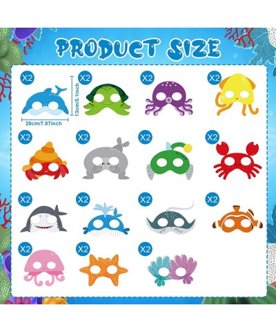 30 Pcs Sea Creature Party Favors Ocean Animals Felt Masks for Under The Party Theme Kids Birthday Decoration Halloween Costum...