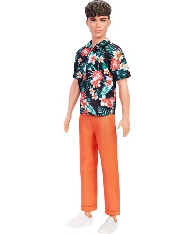 Ken Fashionistas Doll 184 Brunette Cropped Hair Floral Hawaiian Shirt Orange Cuffed Pants White Deck Shoes Toy for Kids 3 to ...