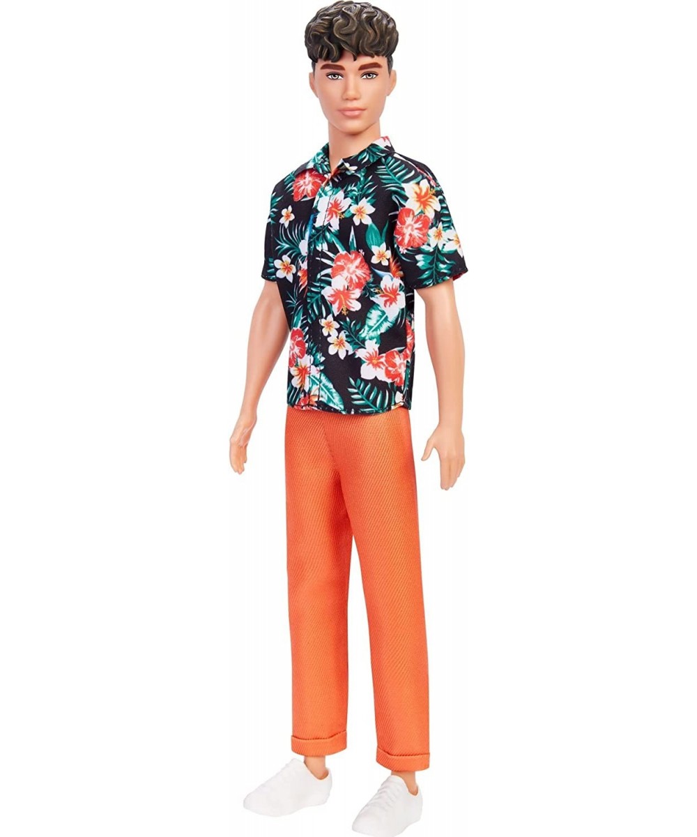 Ken Fashionistas Doll 184 Brunette Cropped Hair Floral Hawaiian Shirt Orange Cuffed Pants White Deck Shoes Toy for Kids 3 to ...