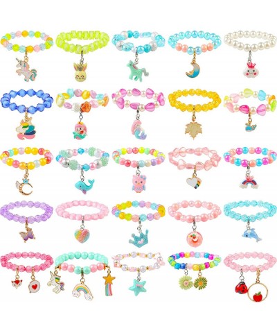 SOTOGO 55 Pieces Girls Bracelets Set Colorful Bracelets Princess Rainbow Unicorn Bracelets Charm Beaded Dress up Party Favors...