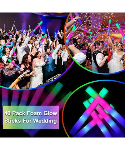 40 Pcs Giant 16 Inch Foam Glow Sticks Mardi Gras Party Supplies Favors 3 Modes Color Changing Led Light Sticks Glow Batons Gl...