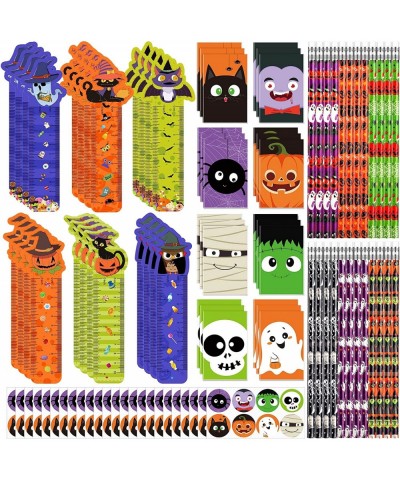 96 Pcs Halloween Party Favors Halloween Bookmarks Stationery Set for Kids Include Halloween Pencil Rulers Pumpkin Spiders Min...