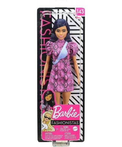 Fashionistas Doll 143 with Blue Hair Wearing Pink & Black Dress White Sneakers & Bag Toy for Kids 3 to 8 Years Old $27.38 Dolls