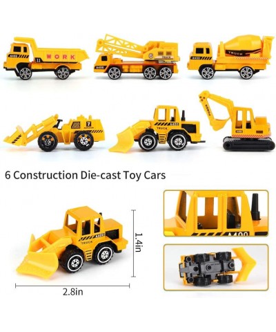 25 Pack Transport Construction Airplane Toy Play Vehicles Set for Kids Gifts with 6 Construction Die-cast Toy Truck 11 Road S...