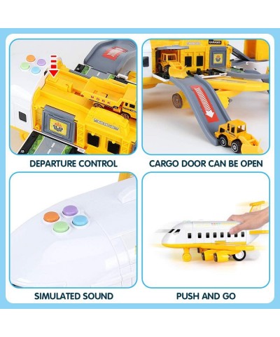 25 Pack Transport Construction Airplane Toy Play Vehicles Set for Kids Gifts with 6 Construction Die-cast Toy Truck 11 Road S...