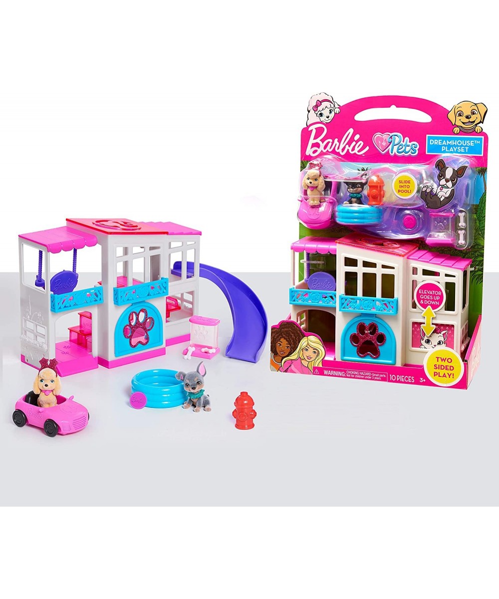 Barbie Pet Dreamhouse 2-Sided Playset 10-pieces Include Pets and Accessories $29.43 Doll Playsets