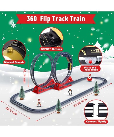 Train Set with 2 Large Loops Christmas Electric Train Set Toy Battery-Powered Engine Cargo Cars Train Tracks Christmas Trees ...