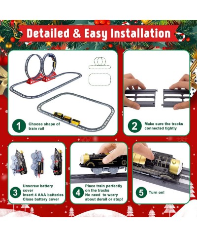 Train Set with 2 Large Loops Christmas Electric Train Set Toy Battery-Powered Engine Cargo Cars Train Tracks Christmas Trees ...