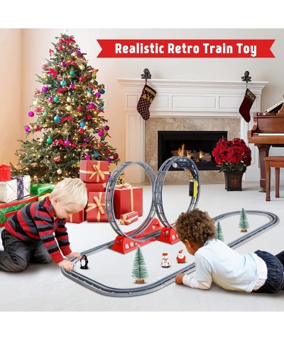 Train Set with 2 Large Loops Christmas Electric Train Set Toy Battery-Powered Engine Cargo Cars Train Tracks Christmas Trees ...