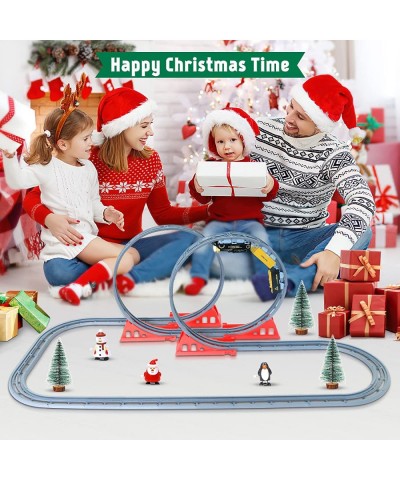 Train Set with 2 Large Loops Christmas Electric Train Set Toy Battery-Powered Engine Cargo Cars Train Tracks Christmas Trees ...