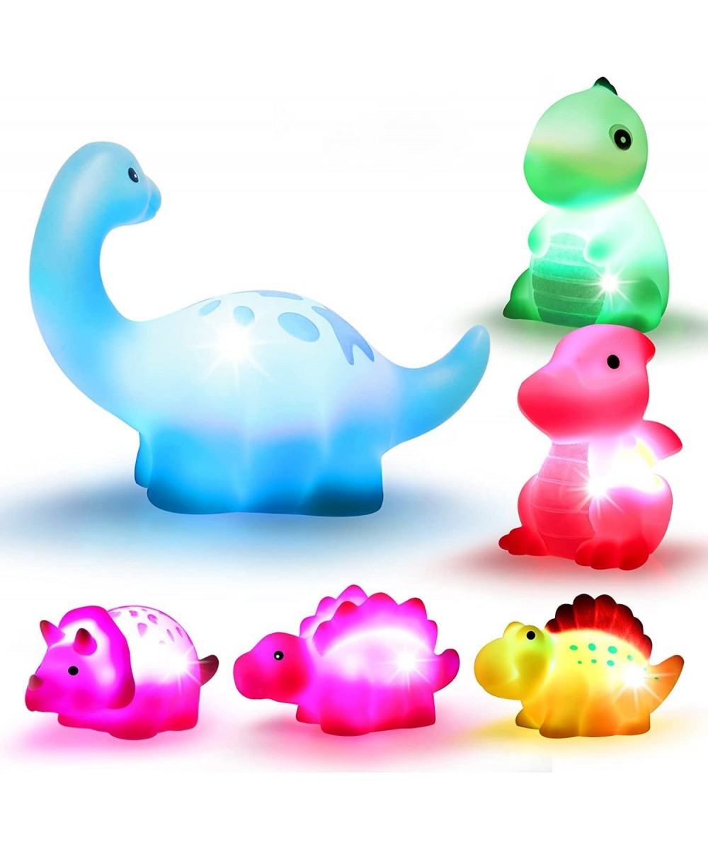 Dinosaur Bath Toys Light-Up 6 Packs Floating Bath Toys Set for Baby Toddlers Kids in Birthday Easter Christmas Shower Pool Ba...