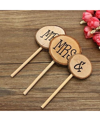 3 Pcs Mr&Mrs Toppers Natural Wood Cake Decoration Chic Rustic Wedding Mr Mrs Letter Topo for Couple Sweetheart Party Annivers...