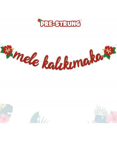 Christmas Banner Mele Kalikimaka Glittering Banner With Hibiscus Flowers For Hawaiian Christmas Winter Holiday Party Decorati...