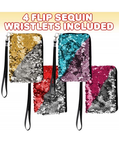 Flip Sequin Wristlets For Kids Set of 4 Cute Purses for Girls with Color Changing Sequins and Zipper Cute Mermaid Party Favor...