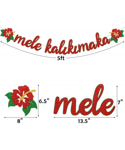 Christmas Banner Mele Kalikimaka Glittering Banner With Hibiscus Flowers For Hawaiian Christmas Winter Holiday Party Decorati...