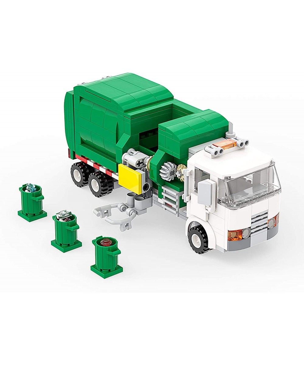 Building Boat Garbage Truck Building Kits Trash Truck Building Blocks with 3 Trash Cans Sanitation Truck Building Toys(379 Pi...