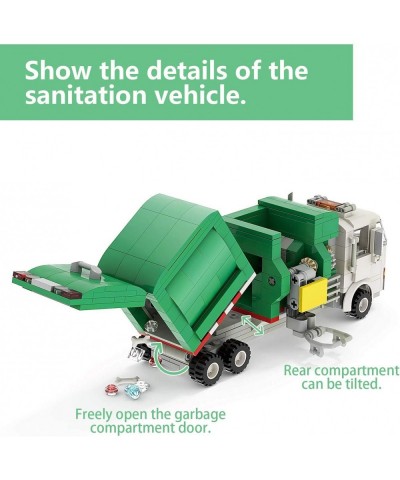 Building Boat Garbage Truck Building Kits Trash Truck Building Blocks with 3 Trash Cans Sanitation Truck Building Toys(379 Pi...