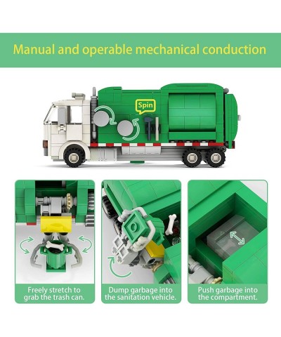 Building Boat Garbage Truck Building Kits Trash Truck Building Blocks with 3 Trash Cans Sanitation Truck Building Toys(379 Pi...