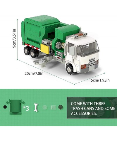 Building Boat Garbage Truck Building Kits Trash Truck Building Blocks with 3 Trash Cans Sanitation Truck Building Toys(379 Pi...