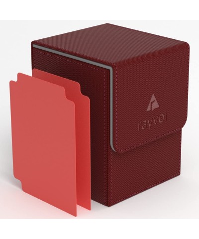 Premium 100+ Card Deck Box with 2 Dividers per Box Large Size Fit 100+ Sleeved Cards - PVC Free Card Holder for TCG - Red $24...