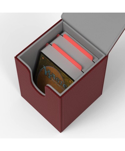 Premium 100+ Card Deck Box with 2 Dividers per Box Large Size Fit 100+ Sleeved Cards - PVC Free Card Holder for TCG - Red $24...