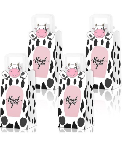 16 Pack Cow Party Favors Bag Cow Print Gifts Bags with Handles Farm Themed Goodie Treat Candy Kraft Paper Bags for Kids Cow F...