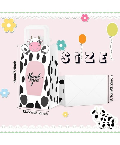 16 Pack Cow Party Favors Bag Cow Print Gifts Bags with Handles Farm Themed Goodie Treat Candy Kraft Paper Bags for Kids Cow F...