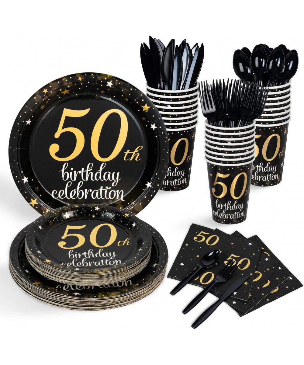 50th Birthday Plates and Napkins Serves 24 50th Birthday Decorations for Men 12oz Cups 48 Napkins Knives Forks Spoons Include...