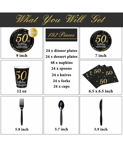 50th Birthday Plates and Napkins Serves 24 50th Birthday Decorations for Men 12oz Cups 48 Napkins Knives Forks Spoons Include...