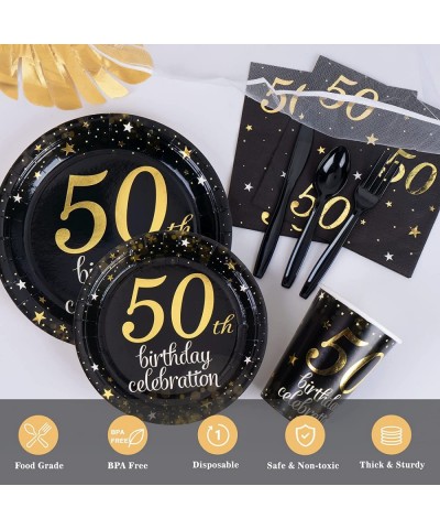 50th Birthday Plates and Napkins Serves 24 50th Birthday Decorations for Men 12oz Cups 48 Napkins Knives Forks Spoons Include...