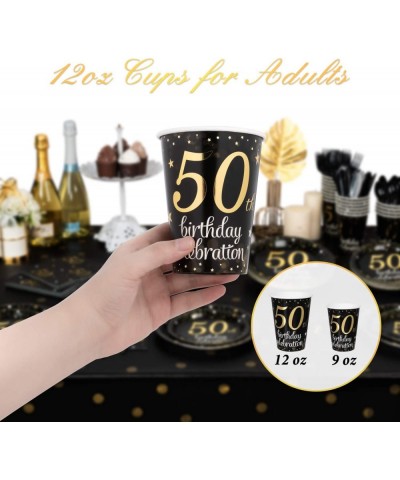 50th Birthday Plates and Napkins Serves 24 50th Birthday Decorations for Men 12oz Cups 48 Napkins Knives Forks Spoons Include...