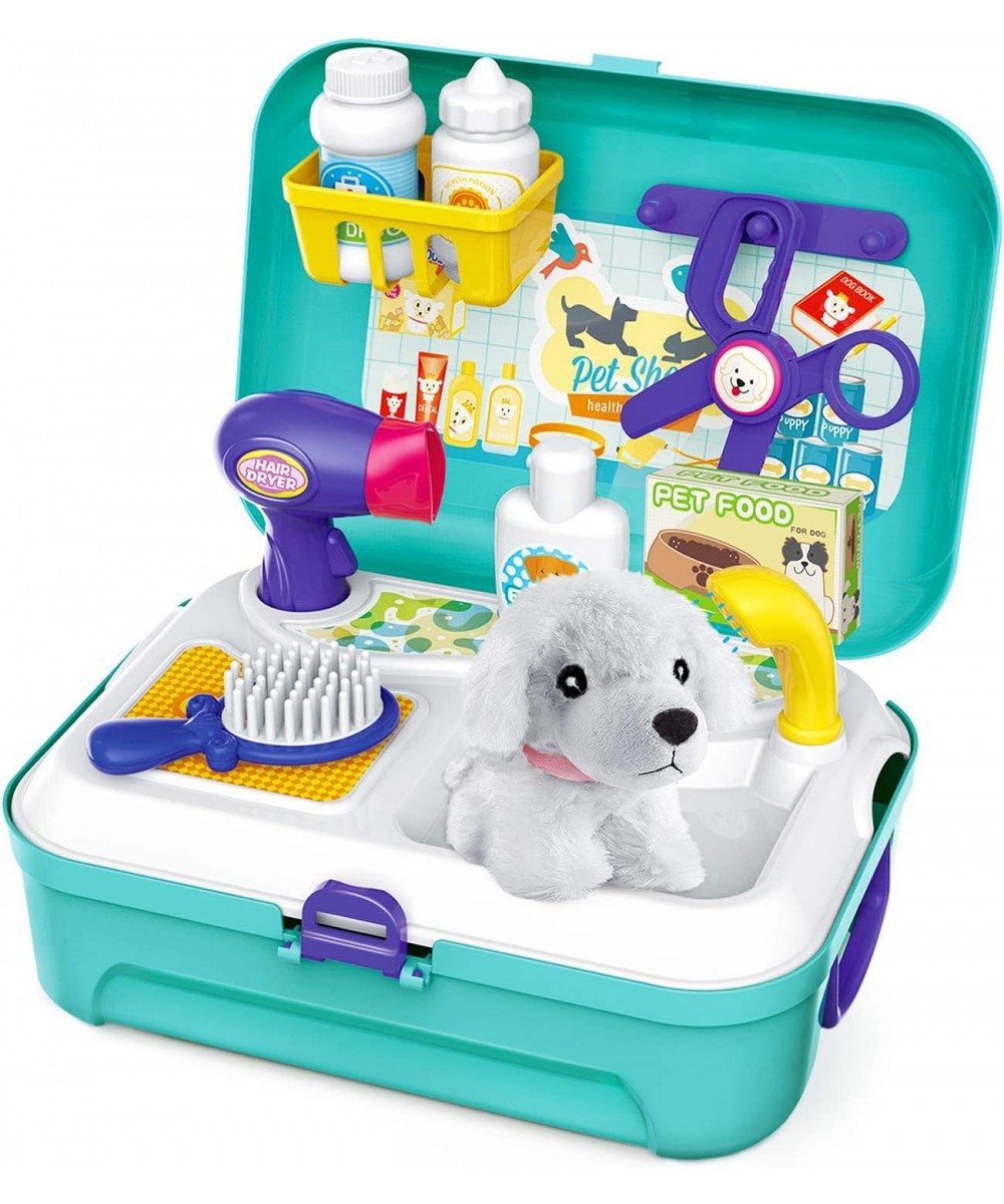 Pet Care Play Set Dog Grooming Kit with Backpack Doctor Set Vet Kit Educational Toy-Pretend Play for Toddlers Kids Children (...