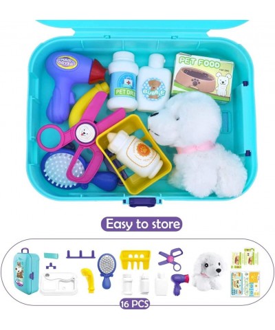 Pet Care Play Set Dog Grooming Kit with Backpack Doctor Set Vet Kit Educational Toy-Pretend Play for Toddlers Kids Children (...